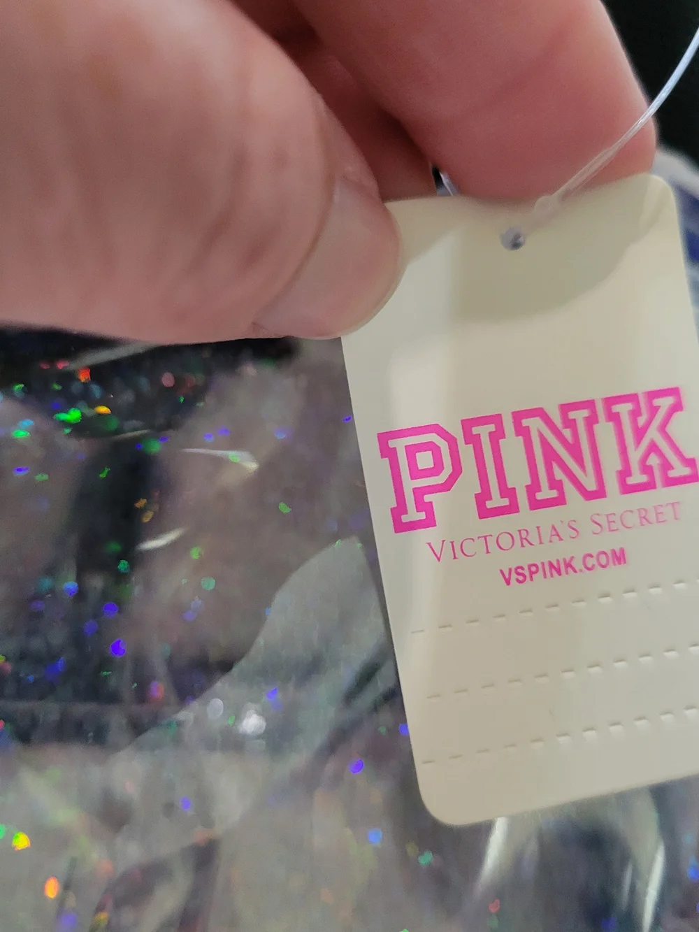Clear Holographic Backpack with Black Logo - PINK Victoria's Secret